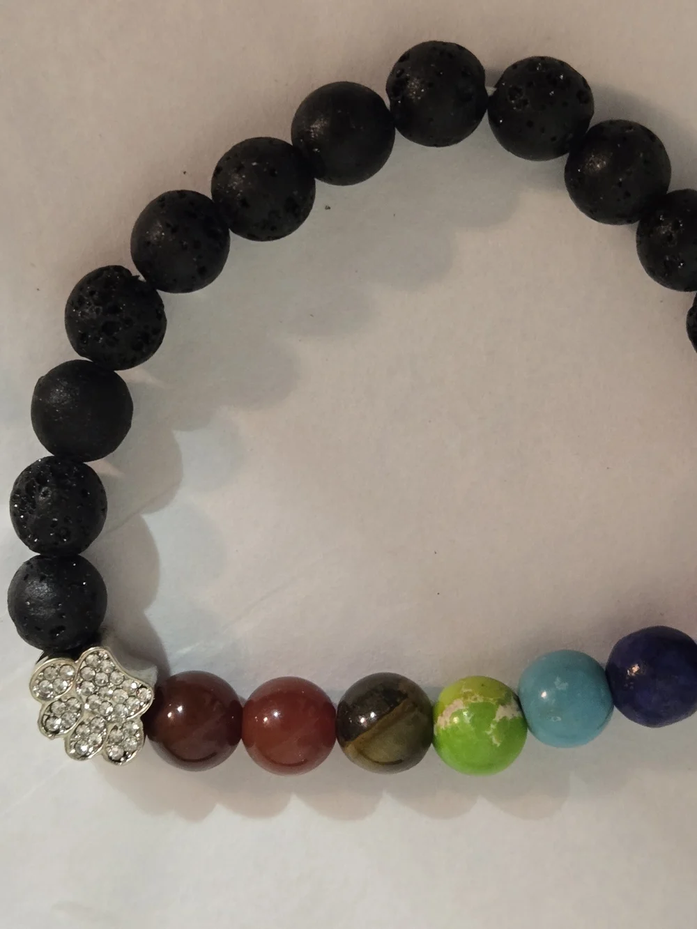 Fire Beetle Rainbow Bridge Pet Memorial Lava Rock Bead Bracelet with Gift Box &